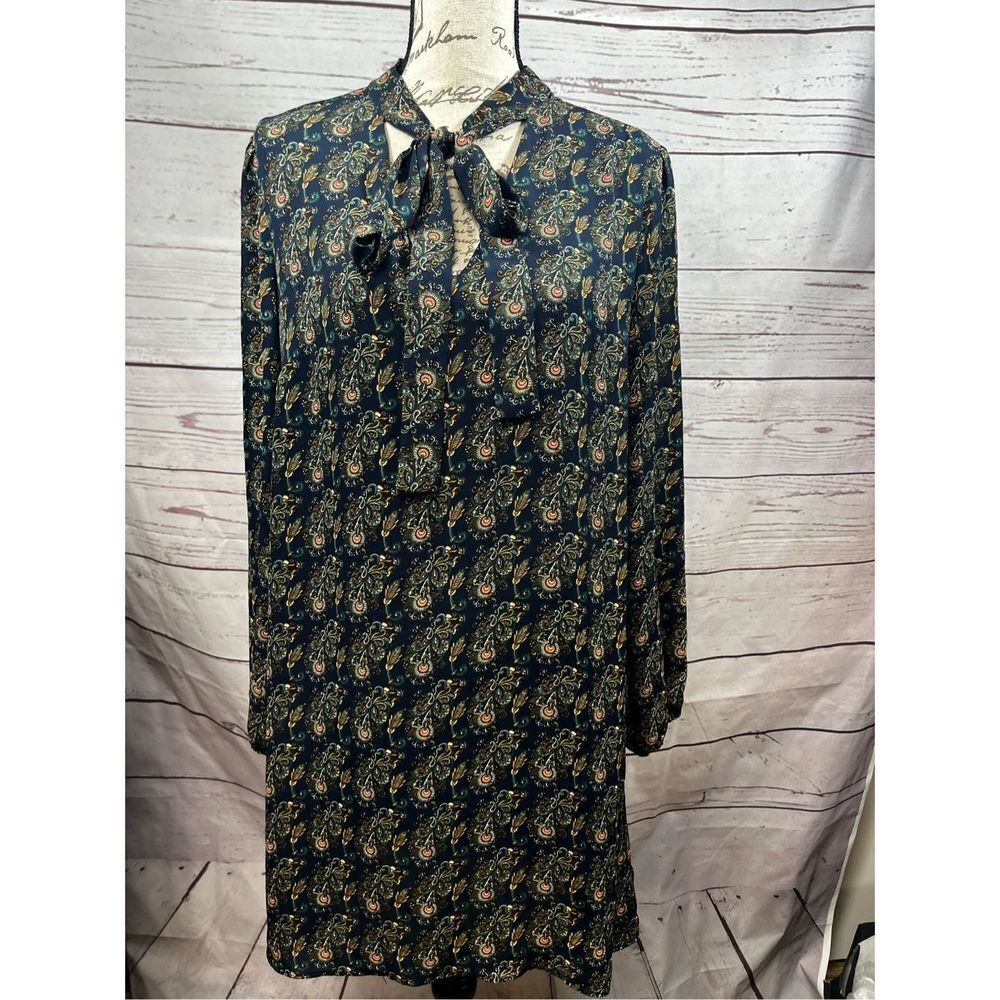 Dr. 2 large navy blue with paisley‎ pattern dress-2263